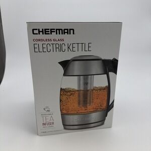 Chefman Electric Glass Kettle Fast Boiling Water Heater w/LED Lights